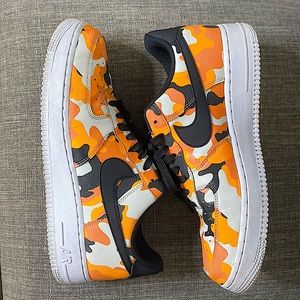 Nike Air Force One 3M Orange Camo Reflective Great Condition Men’s Size 8.5 ✨